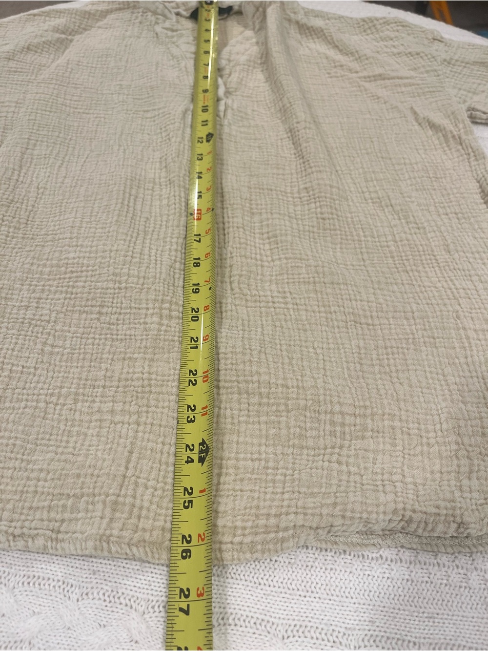 Dokotoo Beige Double Gauze Cotton Henley Tunic Top - Size Medium - Picture 6 of 7